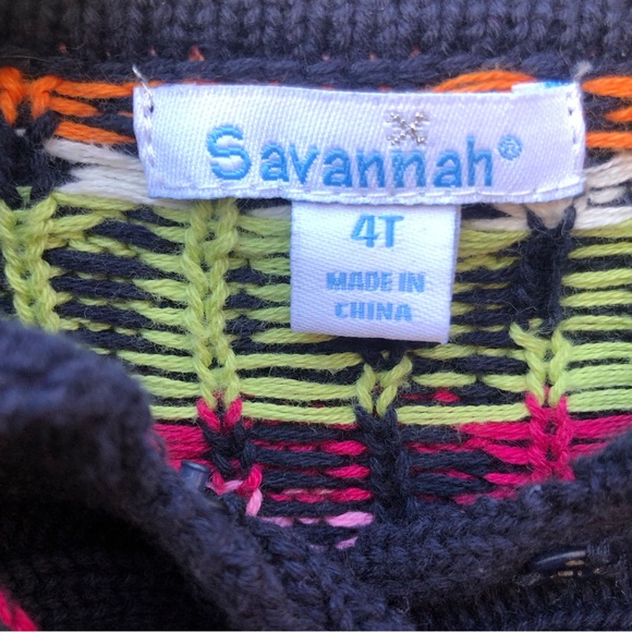 Savannah Girls Multicolored Sweater with Toggle Buttons Size 4T - Picture 3 of 8
